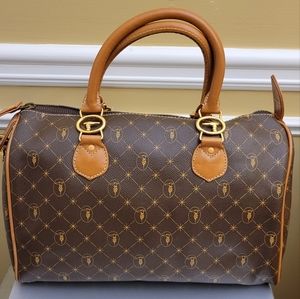 Trussardi Brown & Tan Coated Canvas Handbag